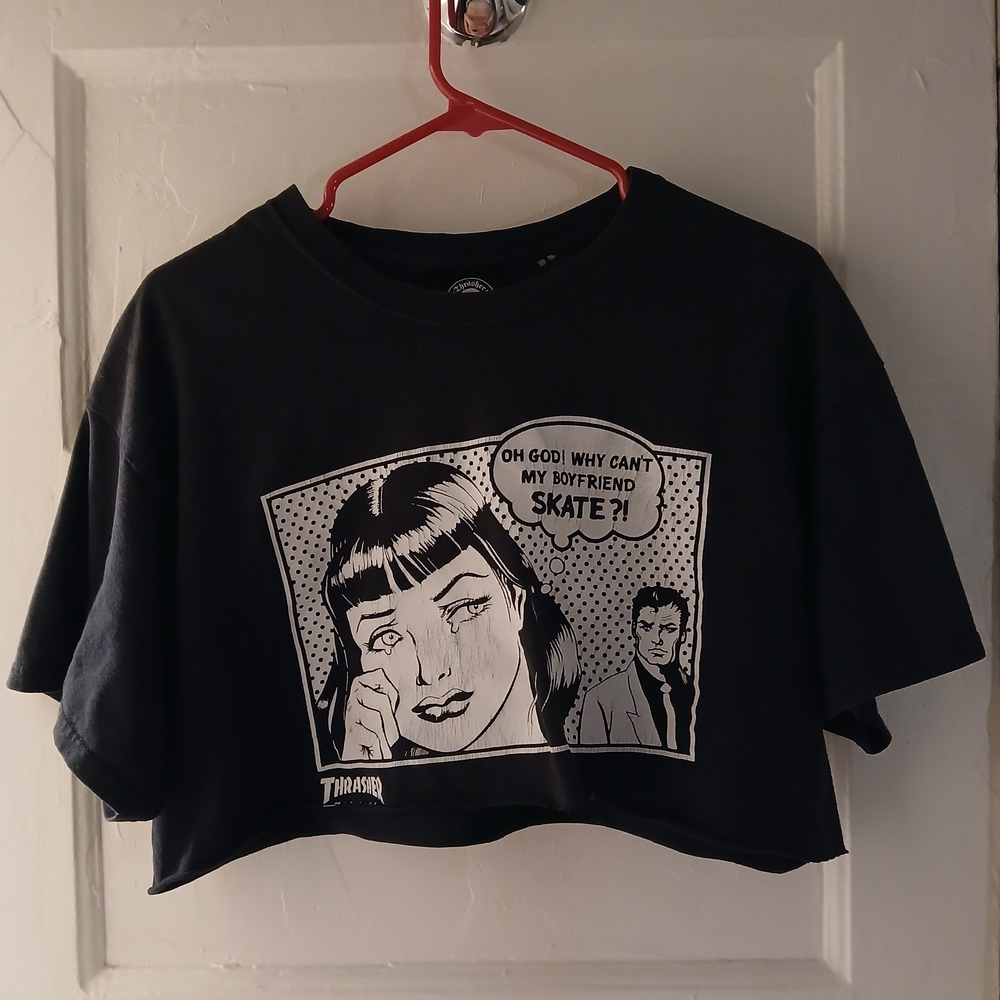 Thrasher Black Graphic Crop Top